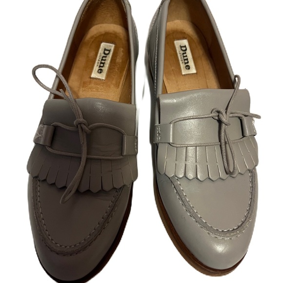 Dune London Gray Leather Fringe Loafers - Picture 1 of 4